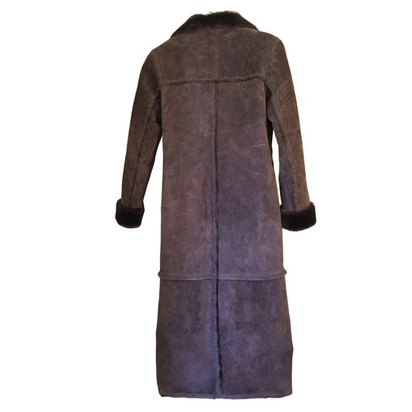 Newport News L Brown Rancher Coat Faux Fur Trim Shearling Rancher Duster Cosplay - Picture 2 of 8